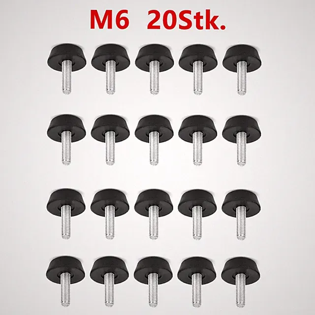 Verstellbare Möbelfüße Schraubfüße M6 x19mm Schwarz 20 Stück für Tische Schränke