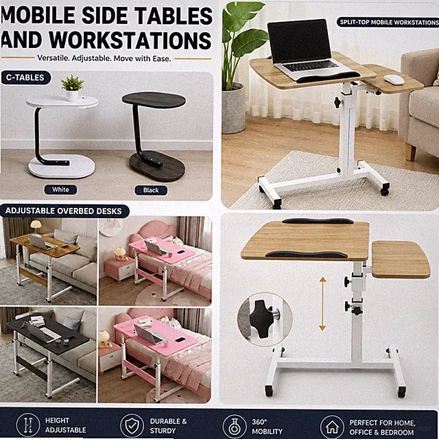 Verstellbarer C-förmiger Laptop Bett Tisch Kaffeetassenhalter Tablett Frühstück tragbar