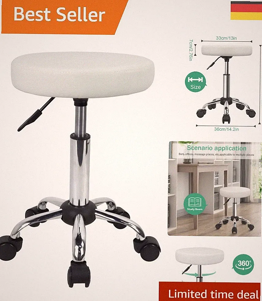 Verstellbarer Rundhocker mit Rollen – Modernes Design für Zuhause und Salon