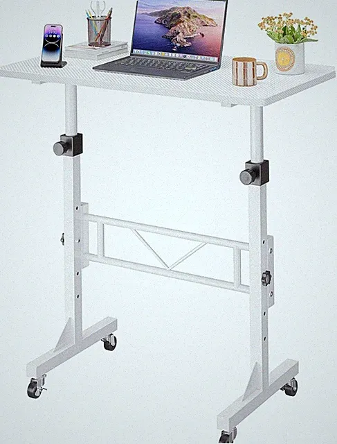 Verstellbarer Stehpult Tisch, Kohlefaser, 80x40cm, für Home Office, Rollen