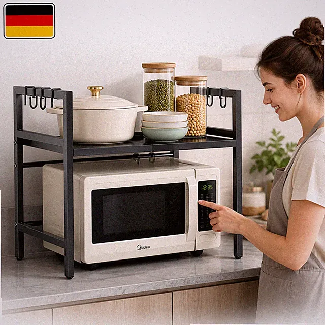 Verstellbares Mikrowellenregal 2-Stufig Erweiterbares Küchen Mikrowelle Ständer