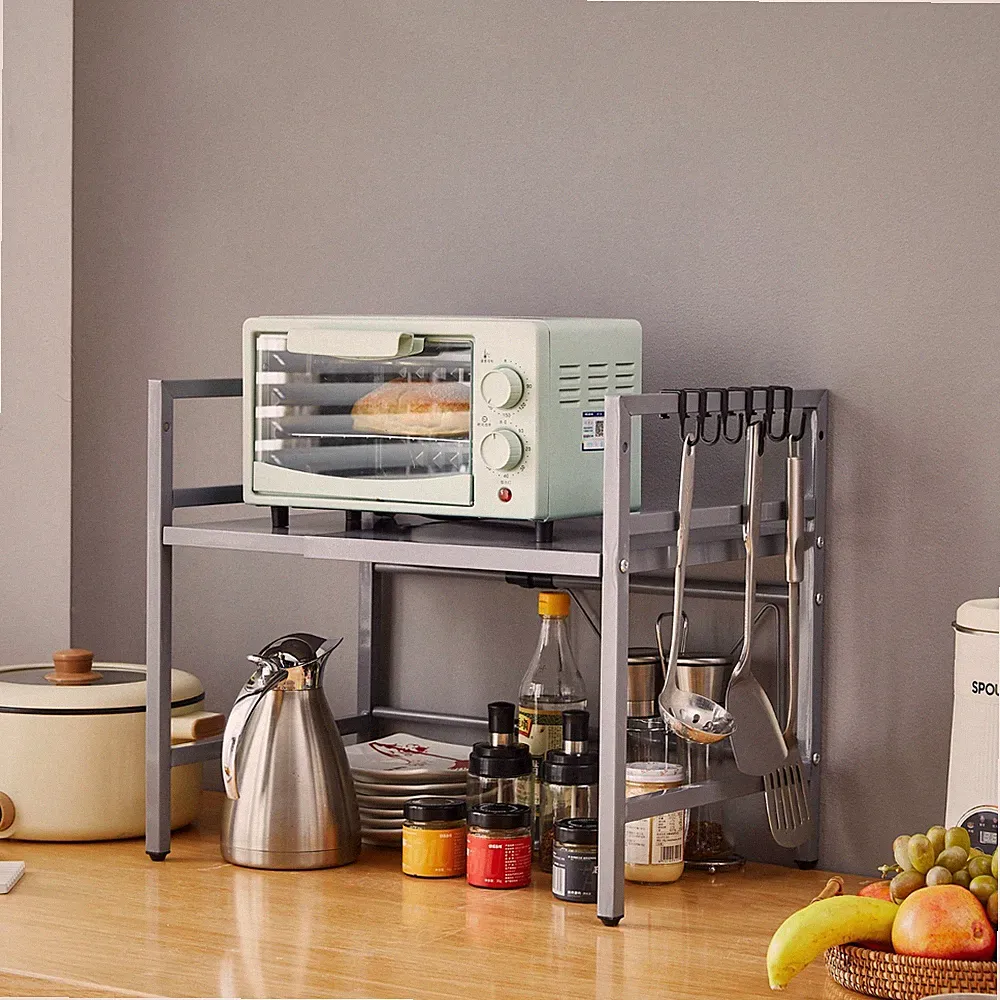 Verstellbares Mikrowellenregal, 2-Stufig Erweiterbares Küchen Mikrowelle Ständer
