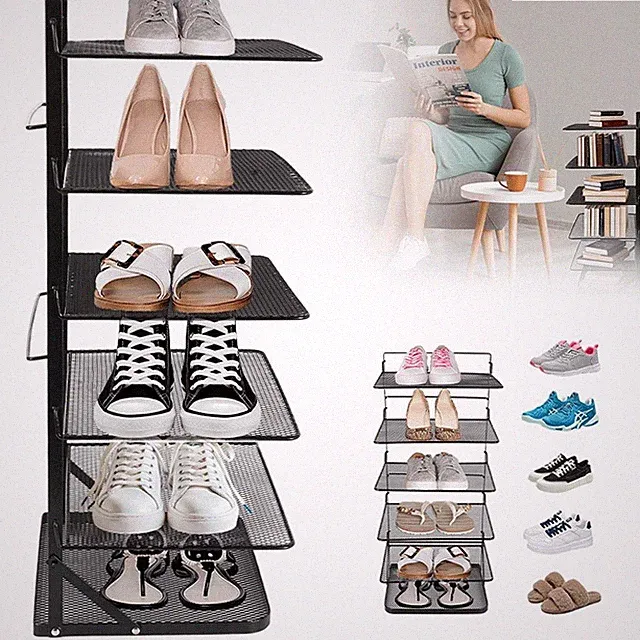 Vertikales 6 Schichten Schuhregal Metall Faltbar Organisator ohne Werkzeug