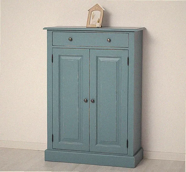 Vertiko Kommode Highboard Schrank 1 Schublade 2 Türen Landhaus Türkis