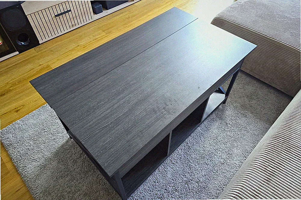 Vesagle Couchtisch Lift-Top ausziehbar mit Stauraum schwarz rechteckig 100x60
