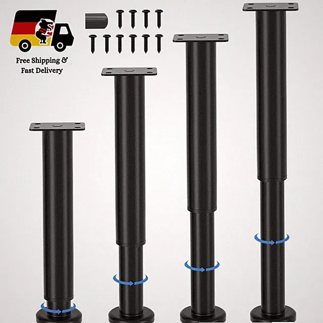 VETIN Verstellbare Möbelfüße 25-43cm Metall Schwarz Hochwertig