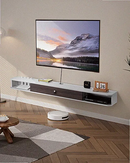 VEVOR TV Schrank mit Kabelloch Hängender Fernsehschrank Wandmontage Weiß 180cm