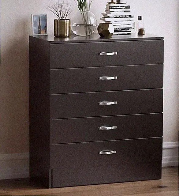 Vida Designs Riano Kommode mit 5 Schubladen, schwarz
