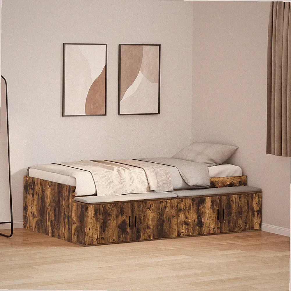 vidaXL Bett mit Stauraum mit Speicher Weiß 100 x 200 cm Holzwerkstoff