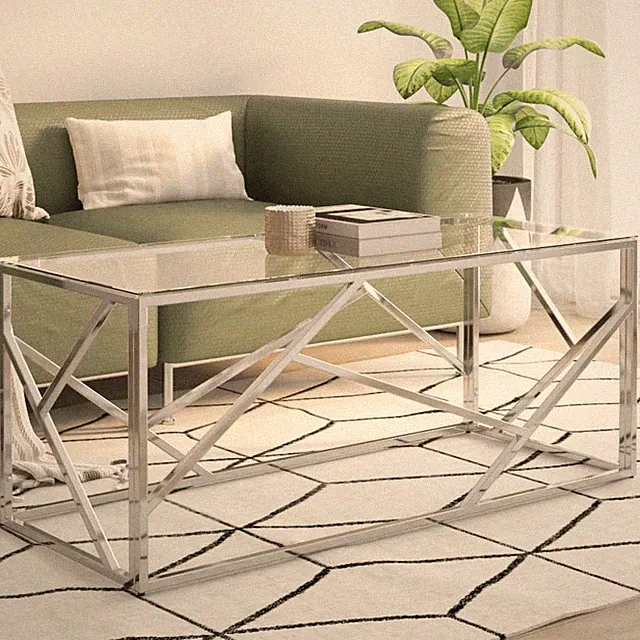 vidaXL Couchtisch Silbern Edelstahl und Hartglas