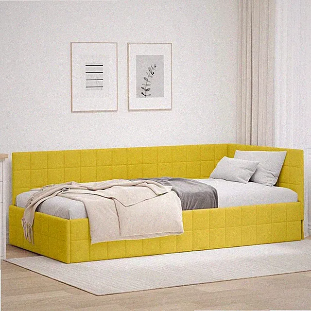vidaXL Eckbettgestell mit Kopfteil Blau 90 x 190 cm Samt