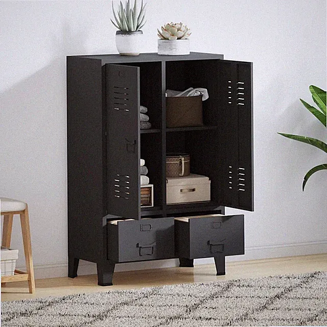 vidaXL Kleiderschrank im Industriestil, Anthrazit, 67 x 35 x 107 cm, Stahl