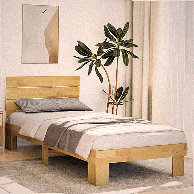 vidaXL Massivholzbett mit Kopfteil ohne Matratze 90x200 cm Eichenholz