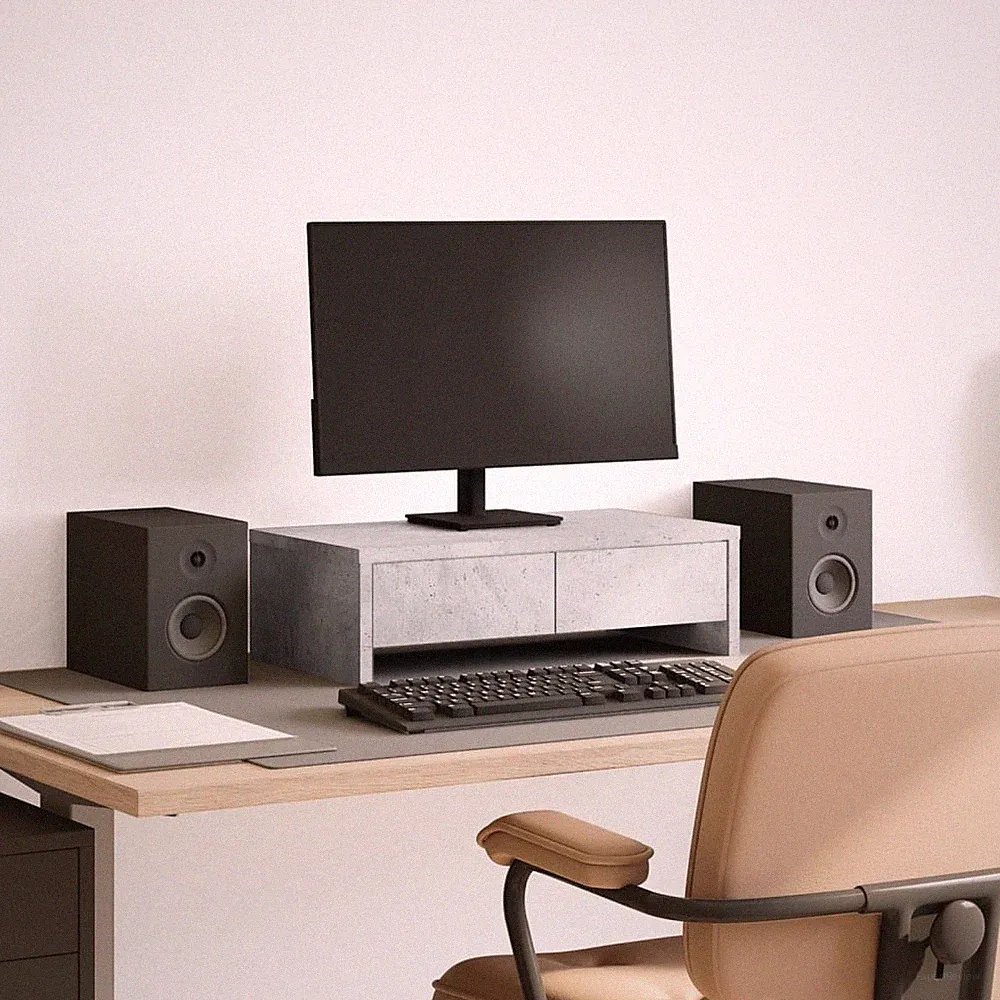 vidaXL Monitorständer mit Schubladen Schwarz 100x27x15 Holzwerkstoff