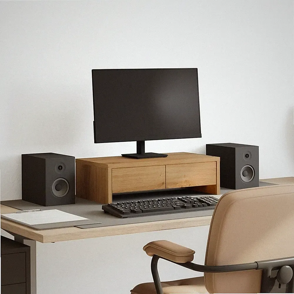vidaxl monitorständer mit schubladen weiß 50x27x15 cm holzwerkstoff