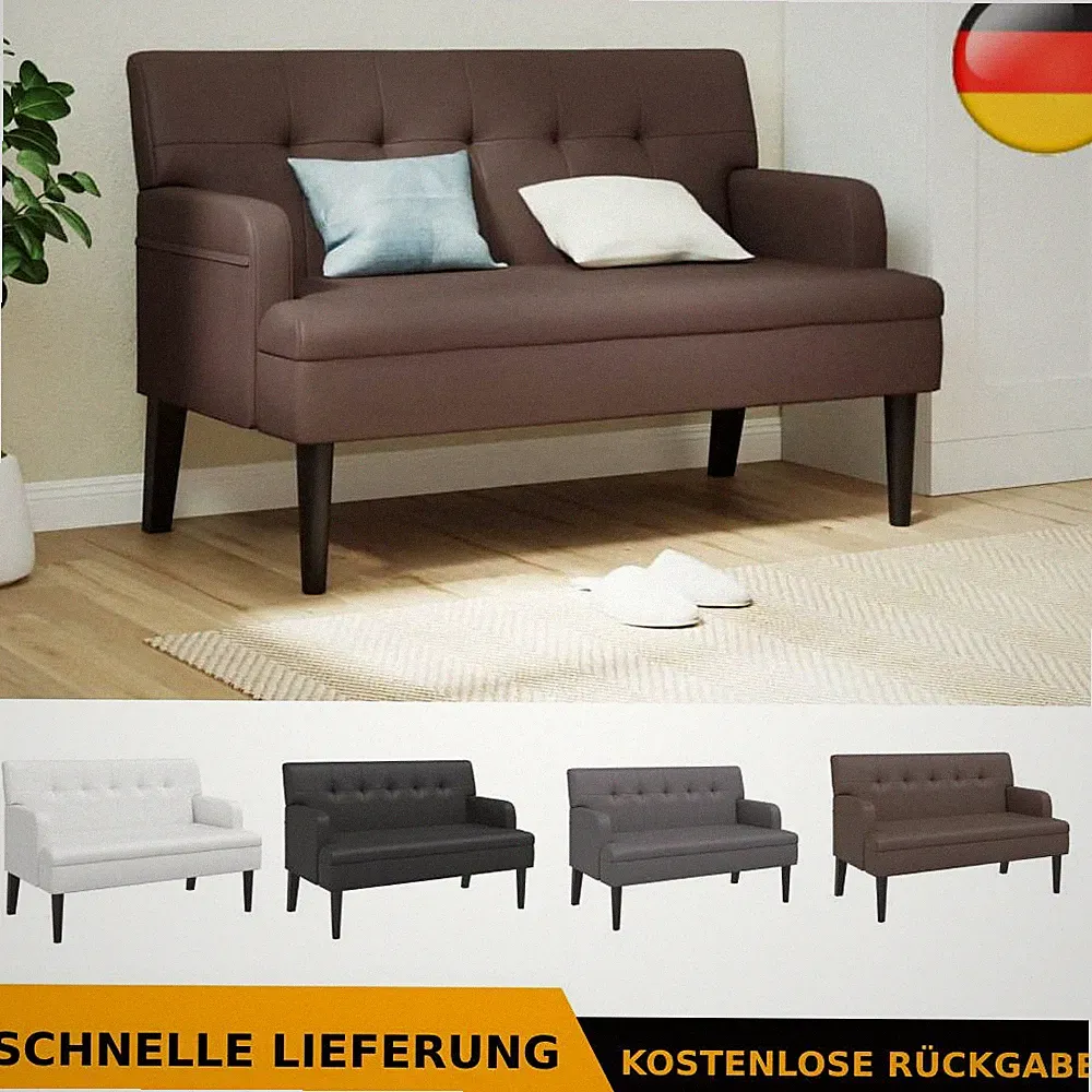 vidaXL Sitzbank mit Rückenlehne Cappuccino 112x65,5x75 cm Kunstleder