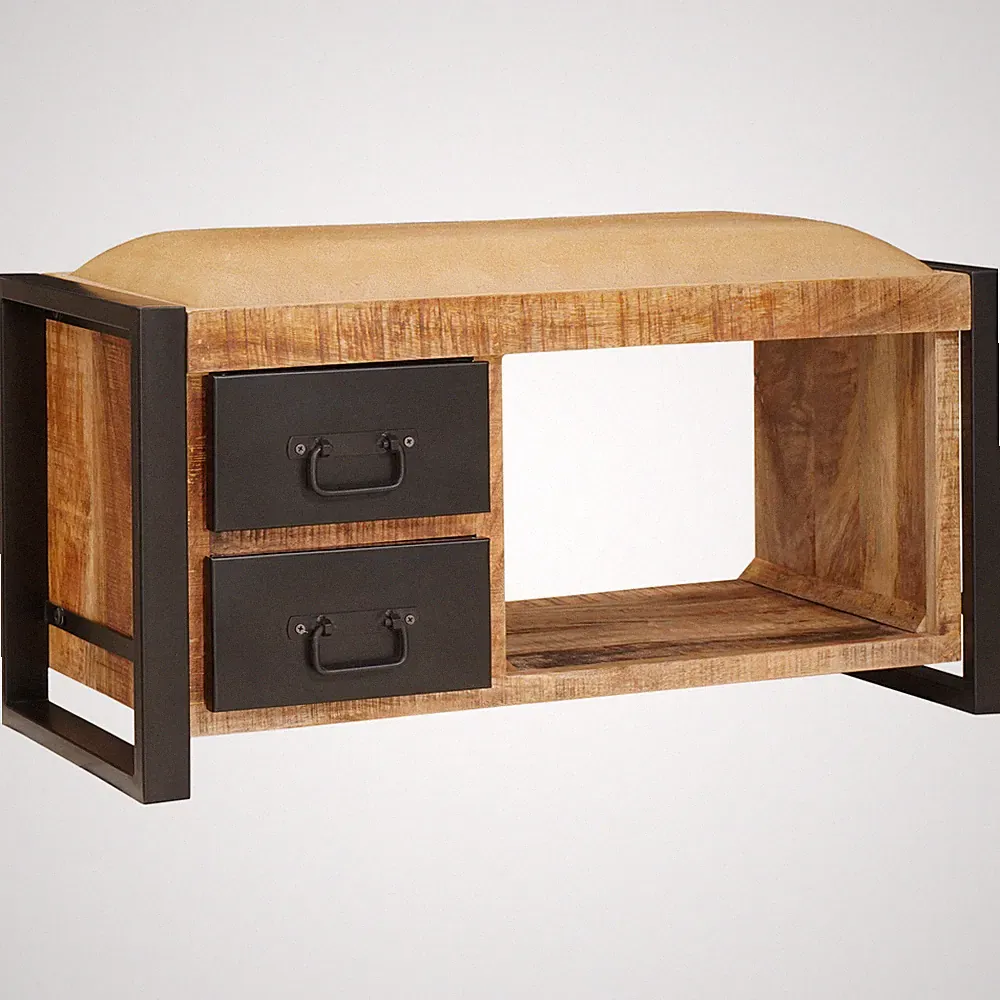vidaXL Sitzbank mit Schubladen Braun 80 x 35 x 40 cm Massivholz Mango