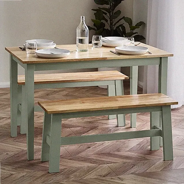 Vielseitige Esszimmerbank Salbeigrün Kautschukholz - 95 cm, ideal für kleine Räume