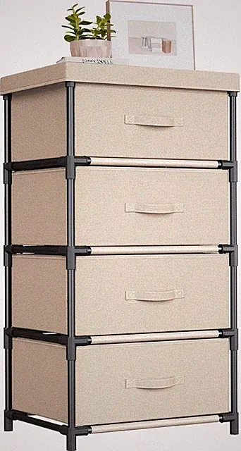 Vielseitige Kommode für Wohnzimmer und Umkleideraum, 4 Schubladen - Beige