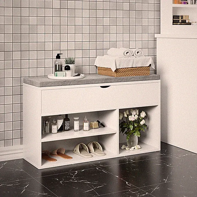 Vielseitige Schuhbank mit Sitzkissen 2-stufiges Schuhregal, Aufbewahrungsbox