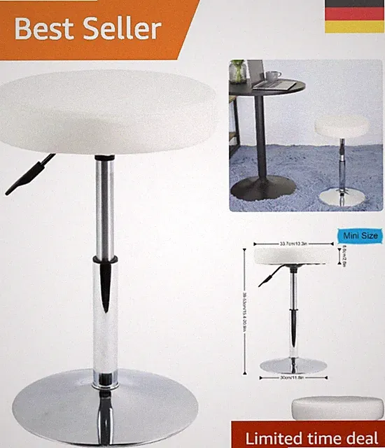 Vielseitiger und Robuster Schreibtischhocker in Weiß - Kunstleder & Stahlsockel