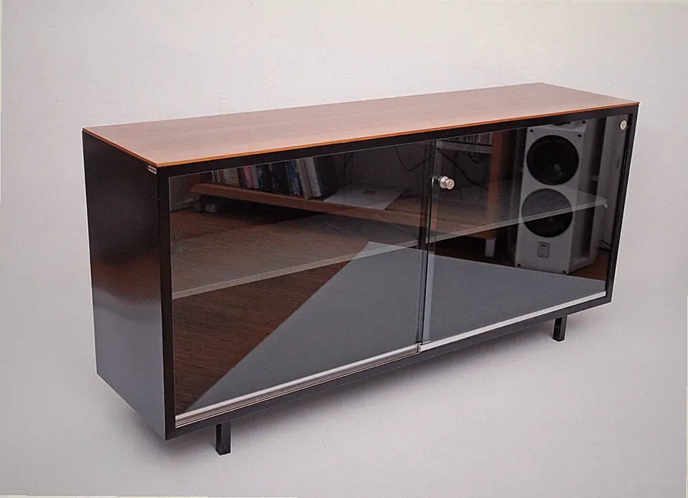 Vintage 60s Sideboard Vitrine Stahl Holz Glas Mauser Werke Waldeck 6.RAI