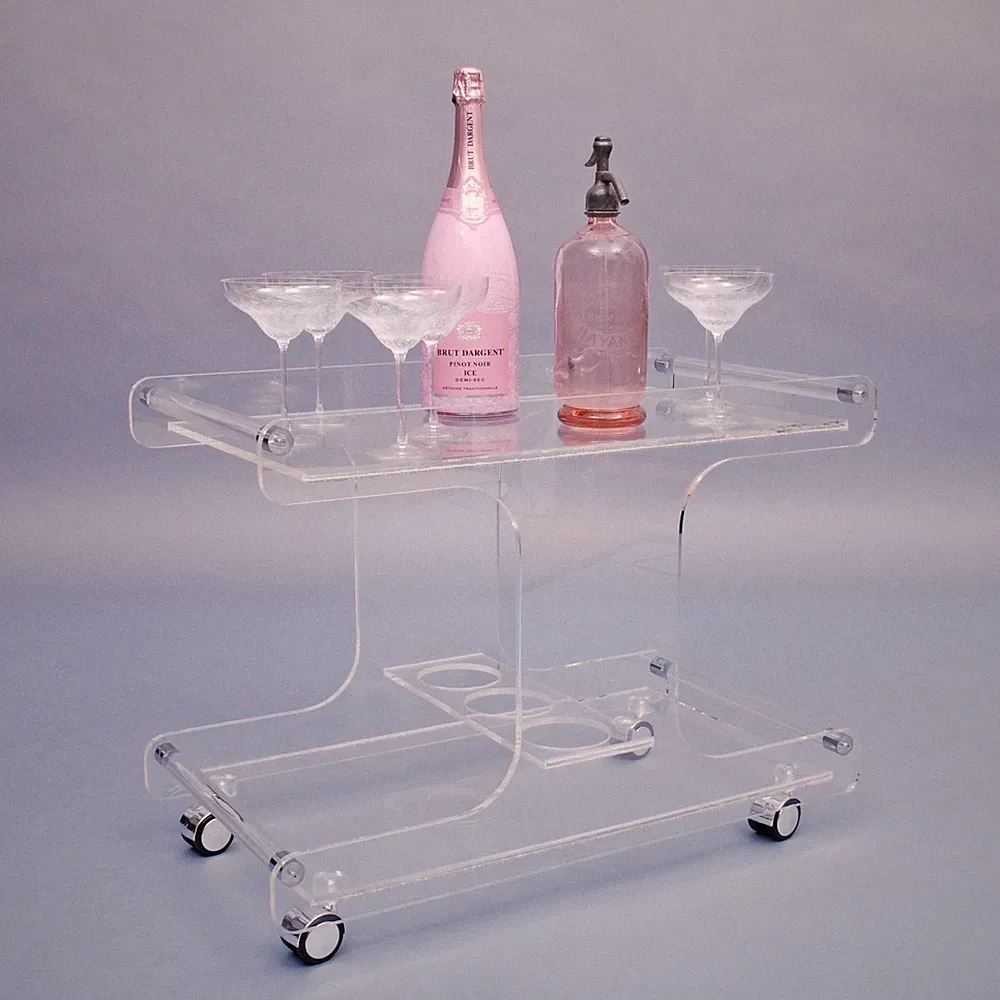 Vintage 70s Acrylglas Barwagen Lucite Space Age Design 6.Z