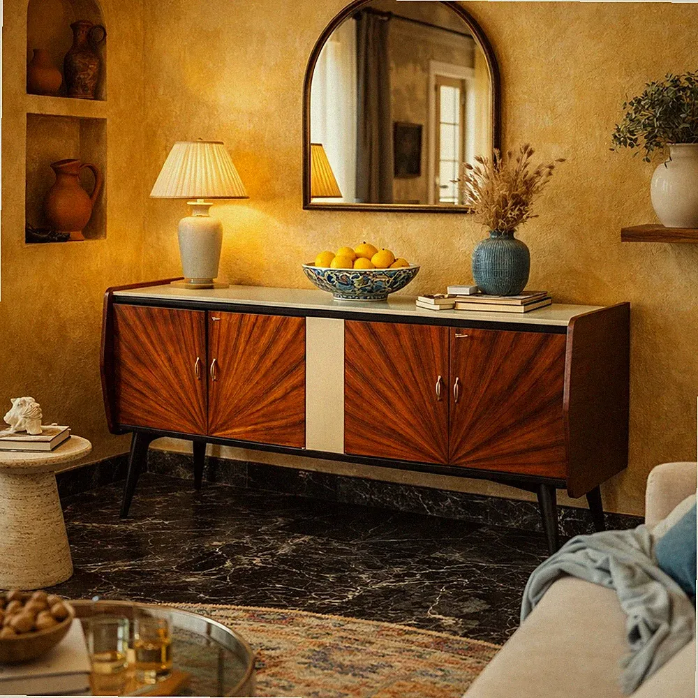 Vintage Anrichte Exotische Hölzern Furniert Design der 50er Jahre Originell
