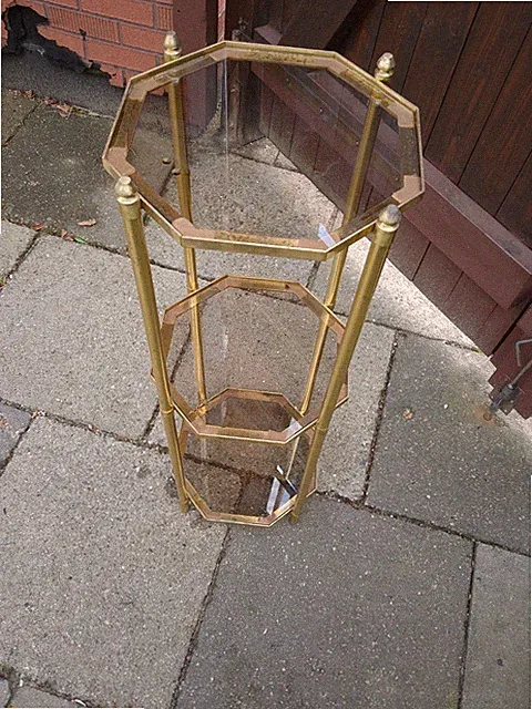 Vintage Blumenständer 3Ebene Messing Glas Vintage Blumenablage