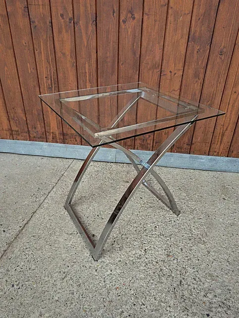 Vintage Chrom Couchtisch Space Age Retro Beistelltisch