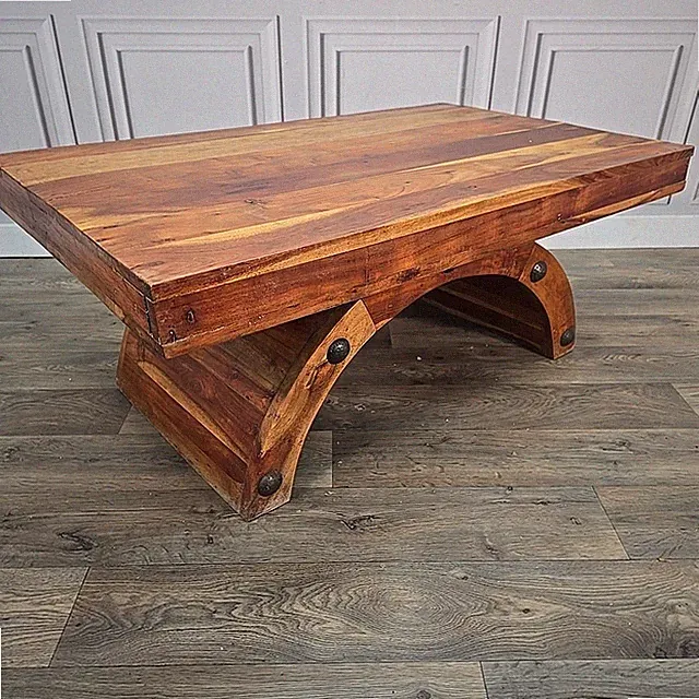 Vintage Couchtisch rustikal - indisches Massivholz Industrial Stil - Sheesham