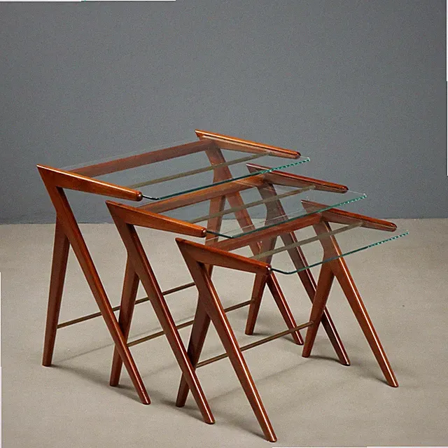 Vintage Couchtische Bemaltes Buchenholz Design der 50er Jahre Originell