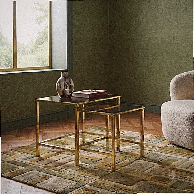 Vintage Couchtische Messing Rauchglas Design 1960er-70er Jahre Originell