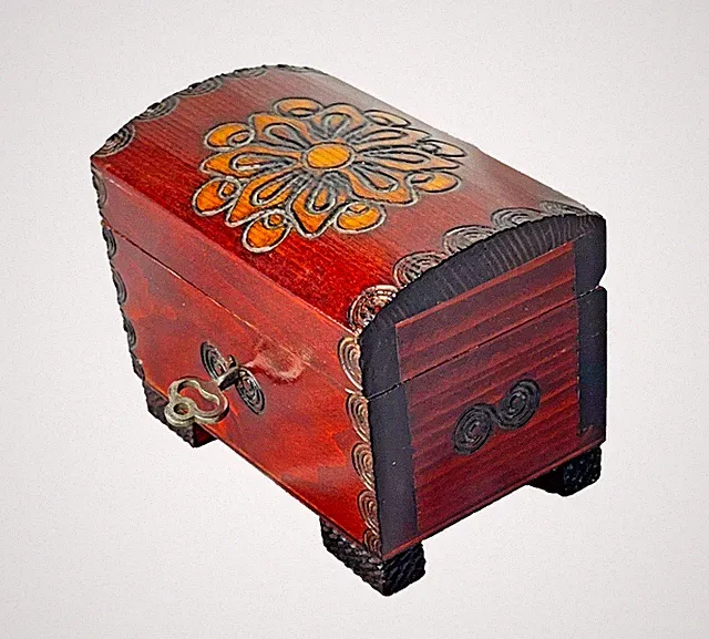 Vintage Deadstock Holz Böhmisch Schmuck Schmuck Mini Box Deko