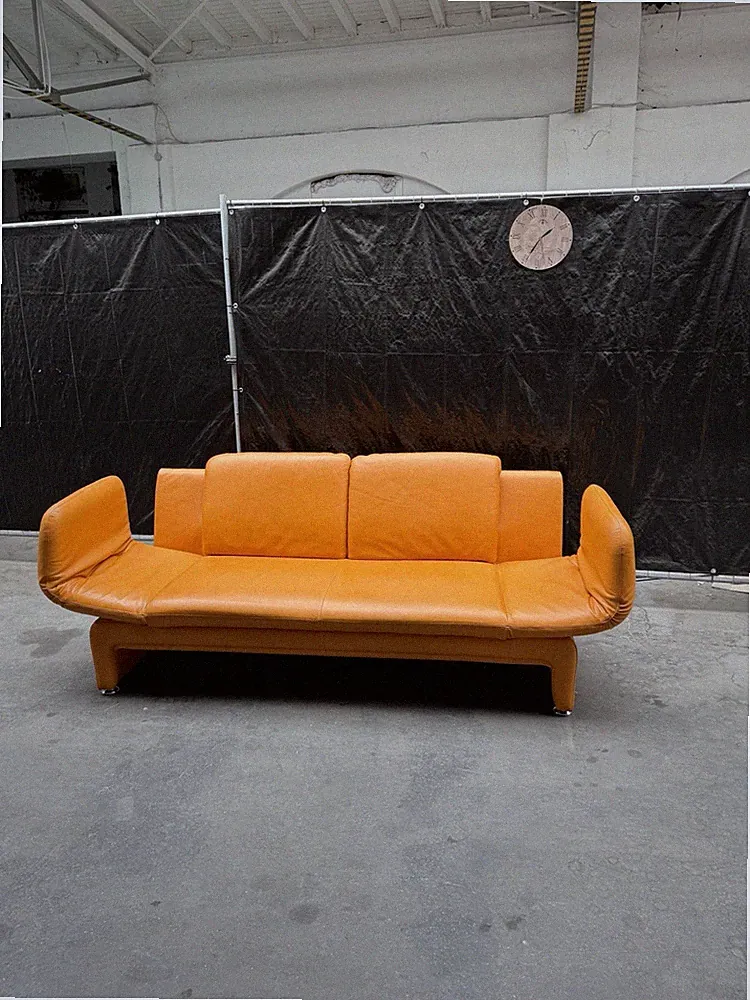 Vintage Design-Ledersofa Orange