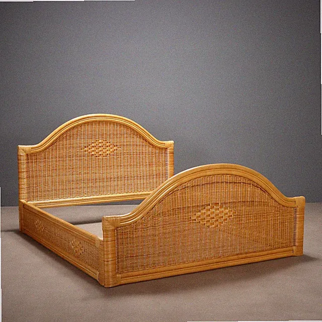 Vintage Doppelbett Bambus Wicker Design Italien der 80er Jahre Originell
