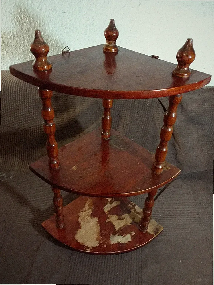 Vintage Eckregal Blumenregal aus Holz 55x25x25 cm