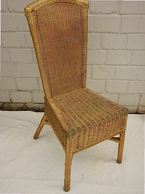 Vintage Hochlehner-Korbstuhl in Natur – elegantes Flechtwerk
