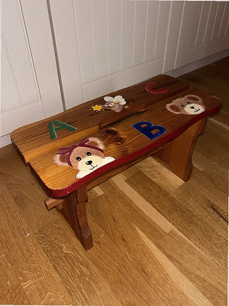 Vintage Holz Kinder Bank Stuhl A b c handgemalt Möbel