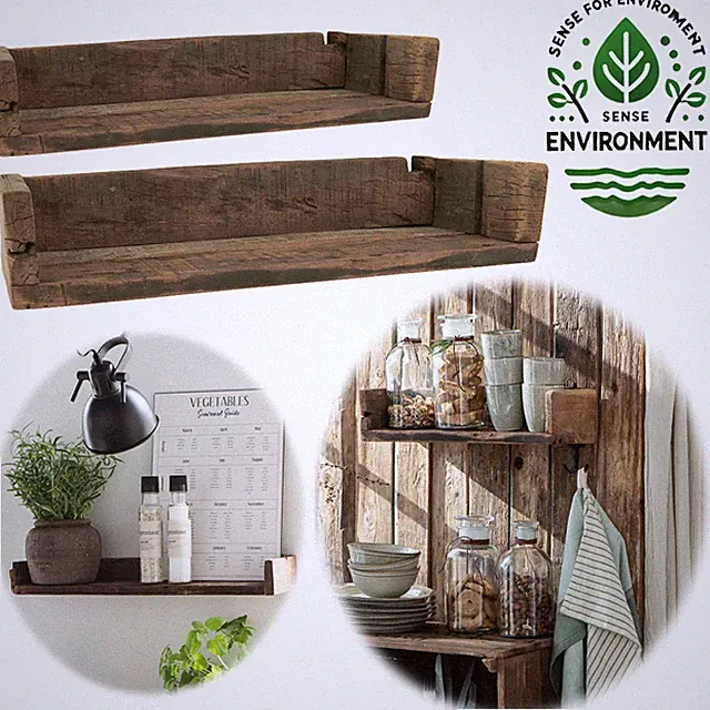 Vintage Holz Wandregal Ziegelform Massiv Recycelt Küchenregal Wandboard Bücher