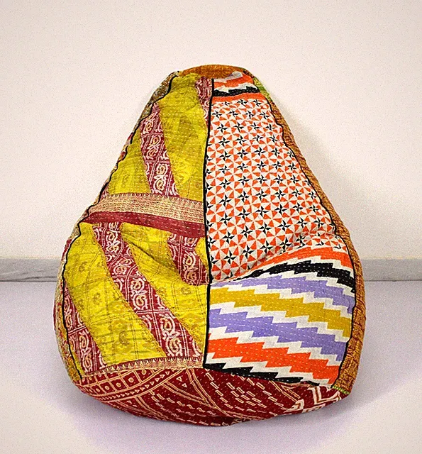 Vintage Kantha Quilt Baumwolle Bohemian Deko Sitzsack Pouf Hassock Sitz