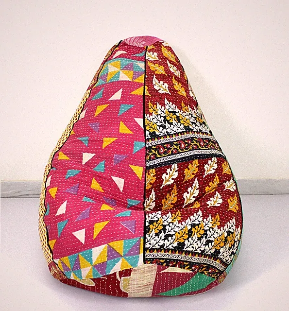 Vintage Kantha Quilt Baumwolle Bohemian Sitzsack Hocker Stuhl Indische Kunst...