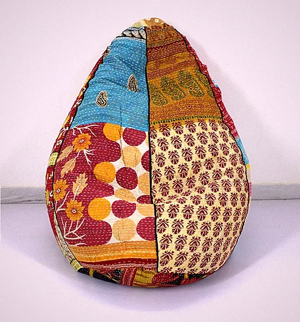 Vintage Kantha Quilt Baumwolle Bohemian Sitzsack Stuhl Pouf Boden Kissen Otto...