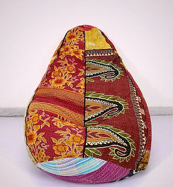 Vintage Kantha Quilt Baumwolle Bohemian Sitzsack Stuhl Pouf Bodenkissen Ottomane