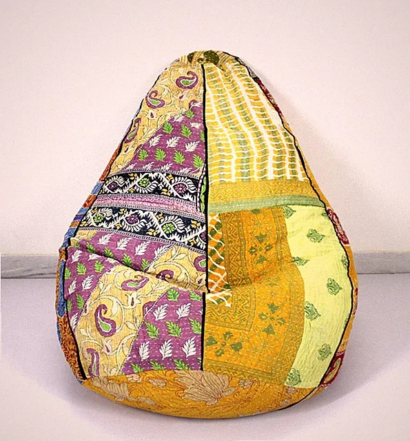 Vintage Kantha Quilt Baumwolle Handarbeit Blumen Bohemian Kinder Sitzsack Möbel