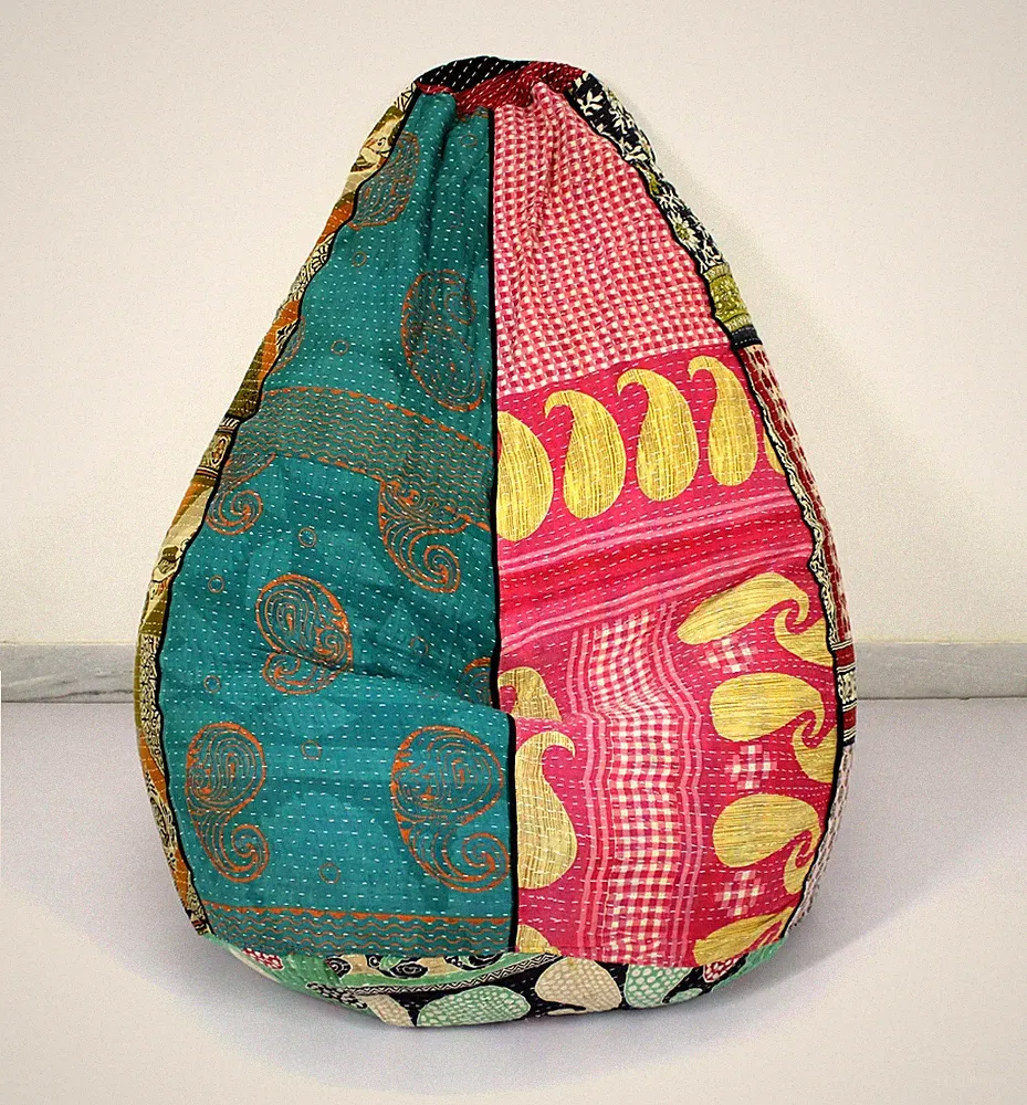 Vintage Kantha Quilt Sitzsack Stuhl Schonbezug Indisch Deko Pouf Ottoman a