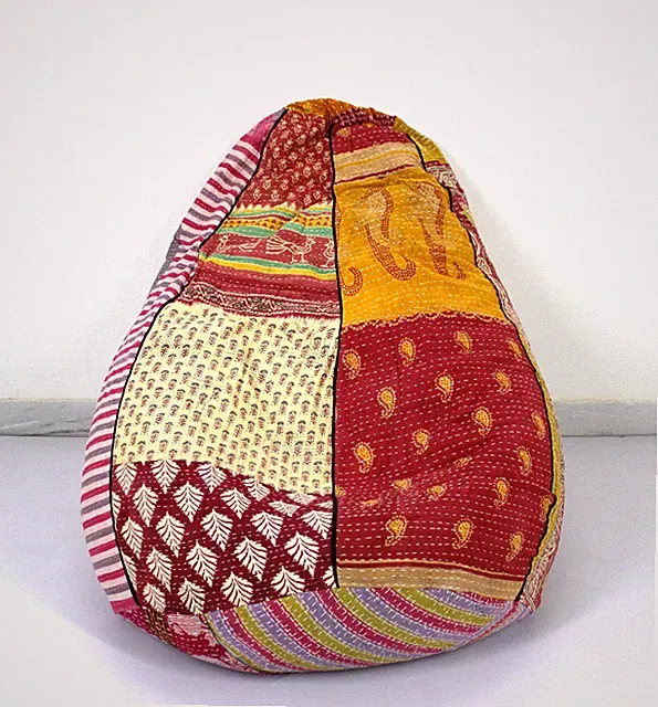 Vintage Kantha Quilt Sitzsack Stuhl Schonbezug Indisch Deko Pouf Ottoman