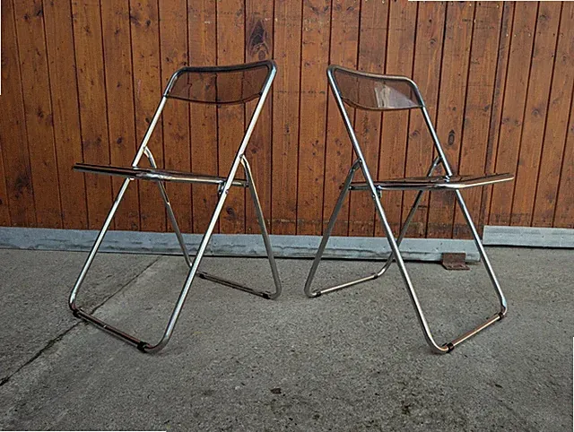 Vintage Klappstuhl Acryl Stuhl Space Age Design Chrom & Plexiglas 70er Retro 1/2