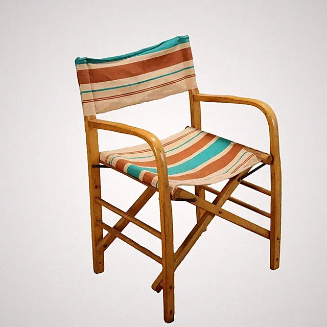 Vintage Klappstuhl aus Buchenholz und Stoff Italien der 50er-60er Jahre