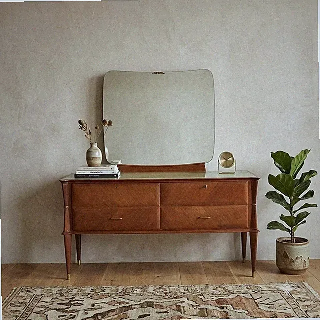 Vintage Kommode mit Spiegel Mahagoni Furniert Design 50er Jahre Originell